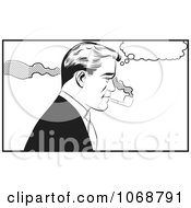 Pop Art Man Smoking A Pipe Black And White