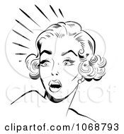 Clipart Scared Pop Art Woman In Black And White Royalty Free Vector Illustration