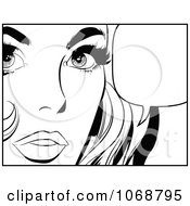 Clipart Pop Art Talking Woman In Black And White 3 Royalty Free Vector Illustration by brushingup #COLLC1068795-0171