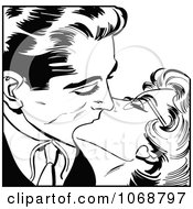 Clipart Pop Art Couple Kissing In Black And White 3 Royalty Free Vector Illustration by brushingup