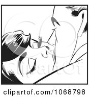 Clipart Pop Art Couple Kissing In Black And White 2 Royalty Free Vector Illustration
