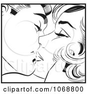 Clipart Pop Art Couple Kissing In Black And White 5 Royalty Free Vector Illustration by brushingup #COLLC1068800-0171