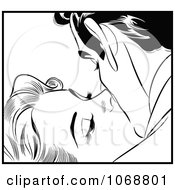 Clipart Pop Art Couple Kissing In Black And White 4 Royalty Free Vector Illustration by brushingup