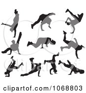 Poster, Art Print Of Black And White Hip Hop B Boy Dancer Silhouettes