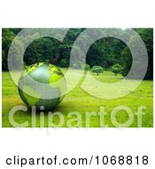 Poster, Art Print Of 3d Green Globe In A Grassy Meadow