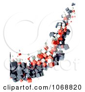 Poster, Art Print Of Background Of A Wave Of Floating Cubic Particles