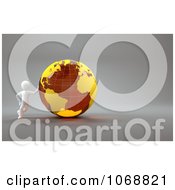 Poster, Art Print Of 3d White Guy Leaning Against An Orange Globe