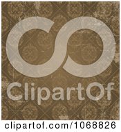 Clipart Grungy Brown Damask Diamond Background Royalty Free Vector Illustration