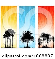 Clipart Silhouetted Palm Tree Vertical Website Banners Royalty Free Vector Illustration