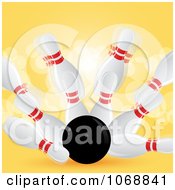 Poster, Art Print Of 3d Bowling Strike With Yellow Flares
