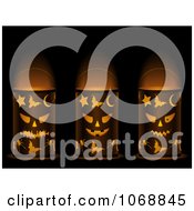 Poster, Art Print Of 3d Halloween Jackolantern Face Candle Lanterns