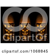 Clipart 3d Halloween Jackolantern Face Candle Lanterns Royalty Free Vector Illustration