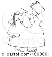 Poster, Art Print Of Outlined Graduate Elephant With A Diploma