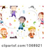 Clipart Seamless Background Of School Kids Royalty Free Vector Illustration