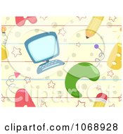 Clipart Seamless Computer And School Background Royalty Free Vector Illustration