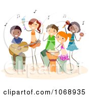 Clipart Beach People Playing Music Royalty Free Vector Illustration