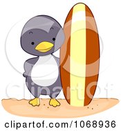 Poster, Art Print Of Surfer Penguin From The Front