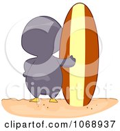 Clipart Surfer Penguin From Behind Royalty Free Vector Illustration