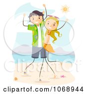 Poster, Art Print Of Stick Couple Dancing On The Beach
