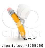 Clipart 3d Ivory School Boy Using A Pencil Royalty Free CGI Illustration