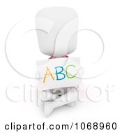Poster, Art Print Of 3d Ivory School Kid Holding An Abc Card