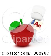 Poster, Art Print Of 3d Ivory School Boy With An Apple And Flash Card