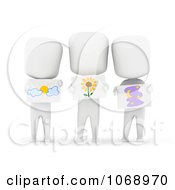 Clipart 3d Ivory School Kids Holding Drawings Royalty Free CGI Illustration