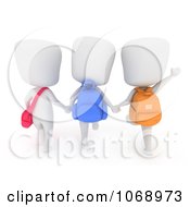 Poster, Art Print Of 3d Ivory School Kids Walking From Behind