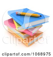 Clipart 3d Pencil On School Books Royalty Free CGI Illustration