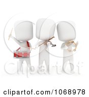 Poster, Art Print Of 3d Ivory Kids Playing Instruments