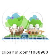 Clipart 3d Ivory School Kids In A Popup Book Royalty Free CGI Illustration