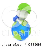 Clipart 3d Ivory School Boy On A Globe Royalty Free CGI Illustration