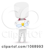 Clipart 3d Ivory School Kid Holding A Drawing Royalty Free CGI Illustration