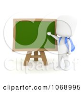 Clipart 3d Ivory School Boy By A Chalk Board Royalty Free CGI Illustration