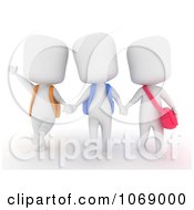 Poster, Art Print Of 3d Ivory School Kids Walking