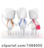 Clipart 3d Ivory School Kids Walking Royalty Free CGI Illustration