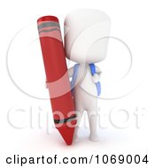 Clipart 3d Ivory School Boy With A Crayon Royalty Free CGI Illustration