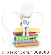 3d Ivory School Boy With A Flash Card And Books