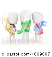 Clipart 3d Ivory School Kids Holding Music Notes Royalty Free CGI Illustration