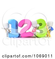 Poster, Art Print Of 3d Ivory School Kids With Numbers