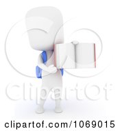 Clipart 3d Ivory School Boy Holding An Open Book Royalty Free CGI Illustration