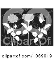 Poster, Art Print Of Grayscale Roses On A Swirl Background