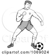 Poster, Art Print Of Grayscale Soccer Player