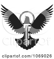 Clipart Black And White Dove Key Royalty Free Vector Illustration