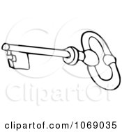 Clipart Outlined Skeleton Key 2 Royalty Free Vector Illustration