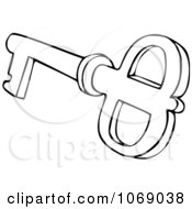 Clipart Outlined Skeleton Key 1 Royalty Free Vector Illustration