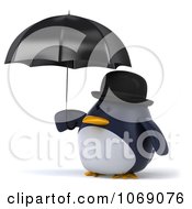 Clipart 3d Gentleman Penguin With An Open Umbrella 2 Royalty Free CGI Illustration by Julos