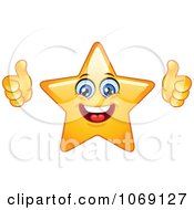 Poster, Art Print Of Happy Star Emoticon Holding Two Thumbs Up