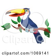 Clipart Happy Perched Toucan Royalty Free Vector Illustration by Pushkin