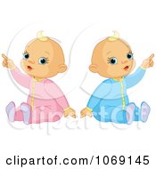 Poster, Art Print Of Baby Boy And Girl Pointing